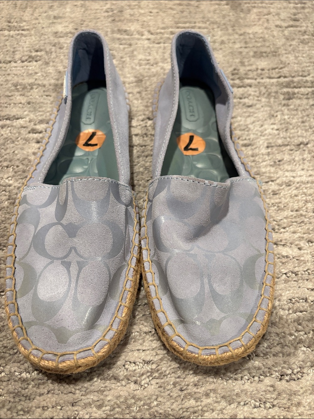 Coach Light Blue Signature Espadrille Slip-Ons size 7